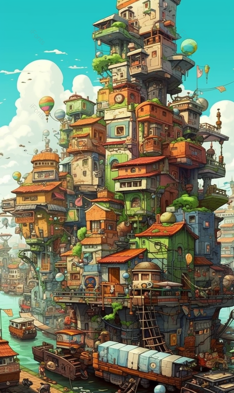 春天夏天高楼城市居民区居民房卡通风格插画背景,插画/手绘图,插画/手绘图库,插画/手绘图下载,插画/手绘